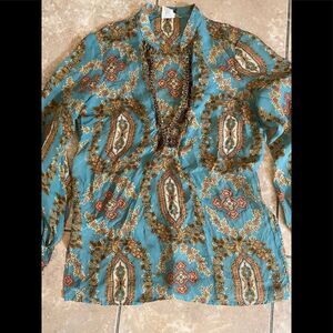 ABS Allen Schwartz S Embellished Silk Tunic Top